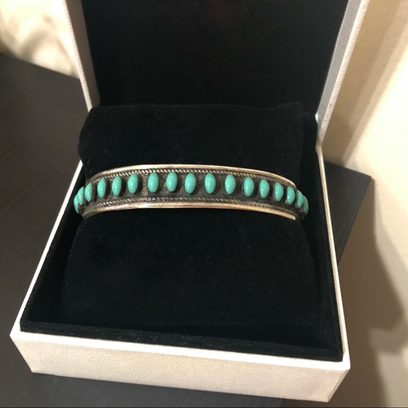 Turquoise Sterling Silver Cuff Bracelet - Picture 2 of 6